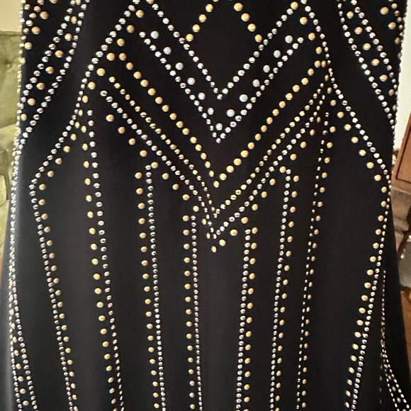 White House Black Market Sleeveless Black Dress With God and Silver Studs. Small - Picture 4 of 7